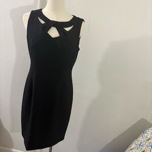 Jones New York Black Cocktail Holiday Office Dress Sz 4P Cutout Neck Sleeveless